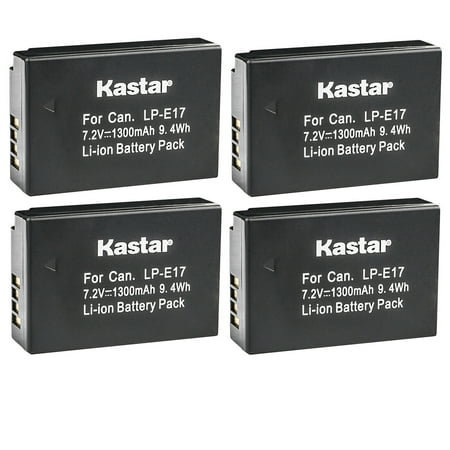 Kastar 4-Pack LP-E17 Battery Replacement for Canon Rebel SL2 EOS Rebel T6i EOS Rebel T6s EOS Rebel T7i EOS Rebel T8i EOS M3 EOS M5 EOS M6 EOS M6 Mark II EOS 77D EOS 200D EOS 250D Camera