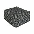 thumbnail image 1 of Abstract Rectangle Pouf, Modernistic Hand Drawn Like Doodle Half Circles with Stripes Dots Lines, Under Desk Foot Stool for Living Room Office with Cover, 25", Charcoal Grey White, by Ambesonne, 1 of 4