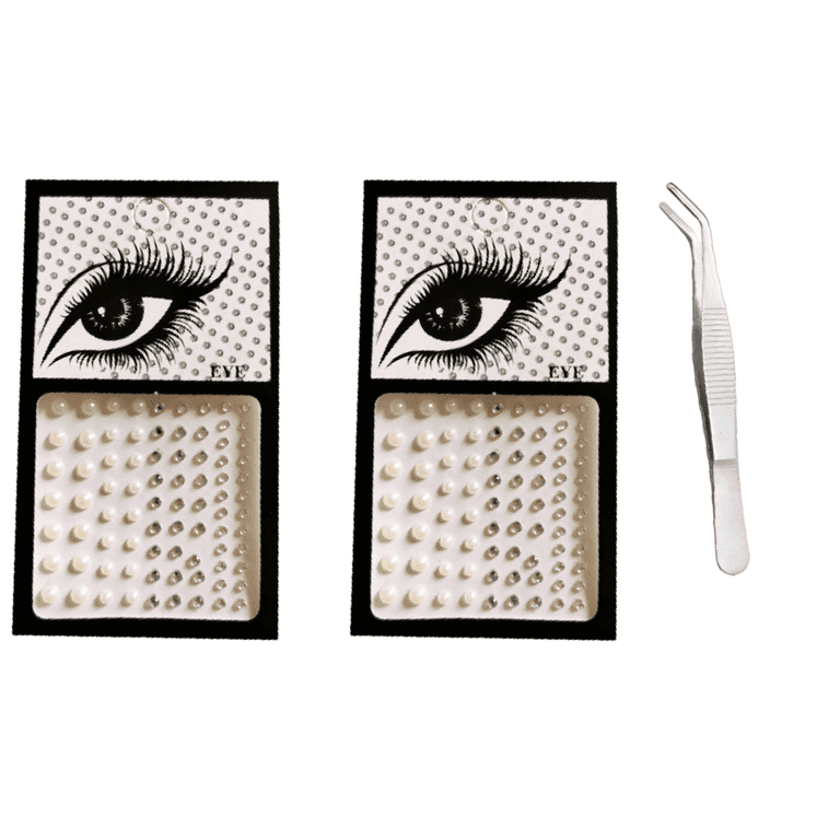 2 Sheets Face Gems Eye Jewels with Tweezers, Acrylic Rhinestone