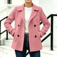 thumbnail image 4 of Riecok Pea Coats for Women Long Sleeve Button down Jackets Lapel Collar Overcoat Warm Casual Winter Outerwear M, 4 of 6