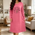 thumbnail image 2 of Taqqpue Womens Halloween Cotton Nightgown Long Sleeves Round Neck Sleepshirt Print Nightshirt Casual Plus Size Knee Length Sleep Dress Pullover Halloween Pumpkin Printed Sleep Shirt for Women, 2 of 6