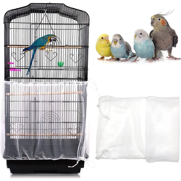 Bird Cage Seed Catcher Stretchy Form Fitting Mesh Skirt Cover for