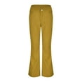 thumbnail image 4 of Ediodpoh Women Autumn Winter Solid Color Mid Waist Slim Fit Bottoms Corduroy Casual Pants Trousers Flared Corduroy Pants Women Yellow XL, 4 of 9