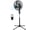 Black, variant on Comfort Zone 16-Inch Oscillating Pedestal Fan with Remote Control – 3-Speed High-Velocity Cooling, Adjustable Height & Tilt, Quad-Pod Folding Base, Black – ETL Listed