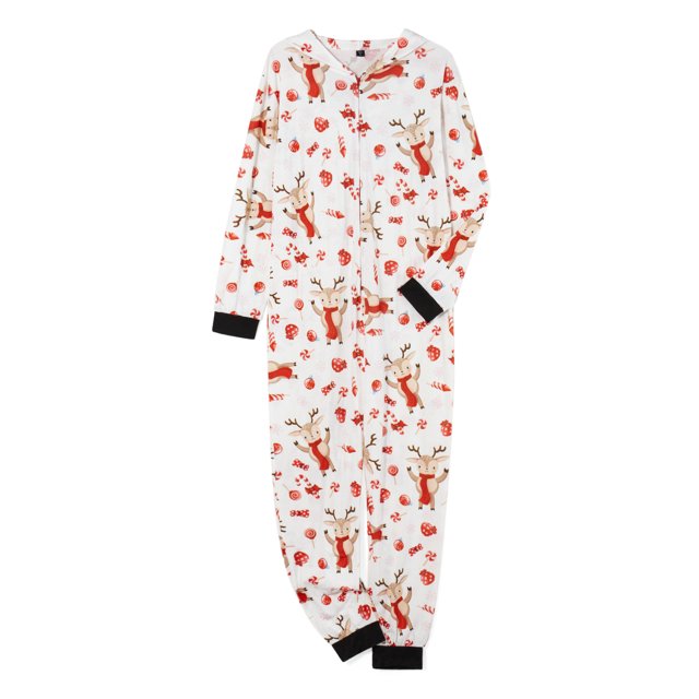 Pijama De Navidad con pijama dibujos animados alce / muñeco de nieve estampado cremallera mono
