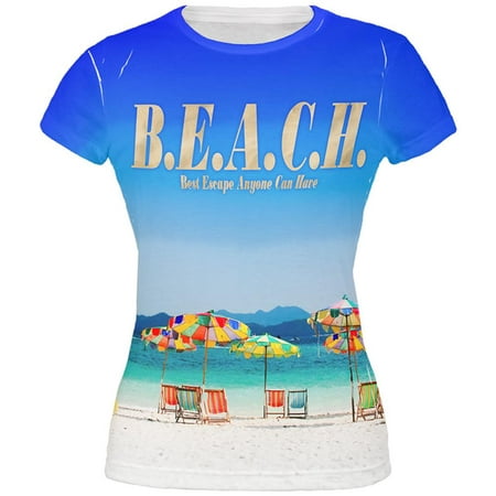 BEACH Best Escape Ever All Over Juniors T-Shirt