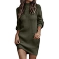 thumbnail image 1 of Kcodviy Automne Hiver à Manches Longues Robe pour Femmes Col Roulé Couleur Unie Robe Chandail Décontractée pour Femmes Robe Chandail Grande Taille Robes Chandail pour Dames Robe pour Femmes, 1 of 6