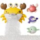thumbnail image 1 of Juguetes musicales para el baño, máquina de burbujas para el baño con forma de cangrejo para bebés con 3 juguetes de natación a cuerda, para niños pequeños de 1, 2, 3 años, automática, 1 of 5
