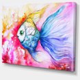 thumbnail image 2 of Poisson Bleu sur Fond Rouge - Impression Artistique sur Toile d'Animal, 2 of 3