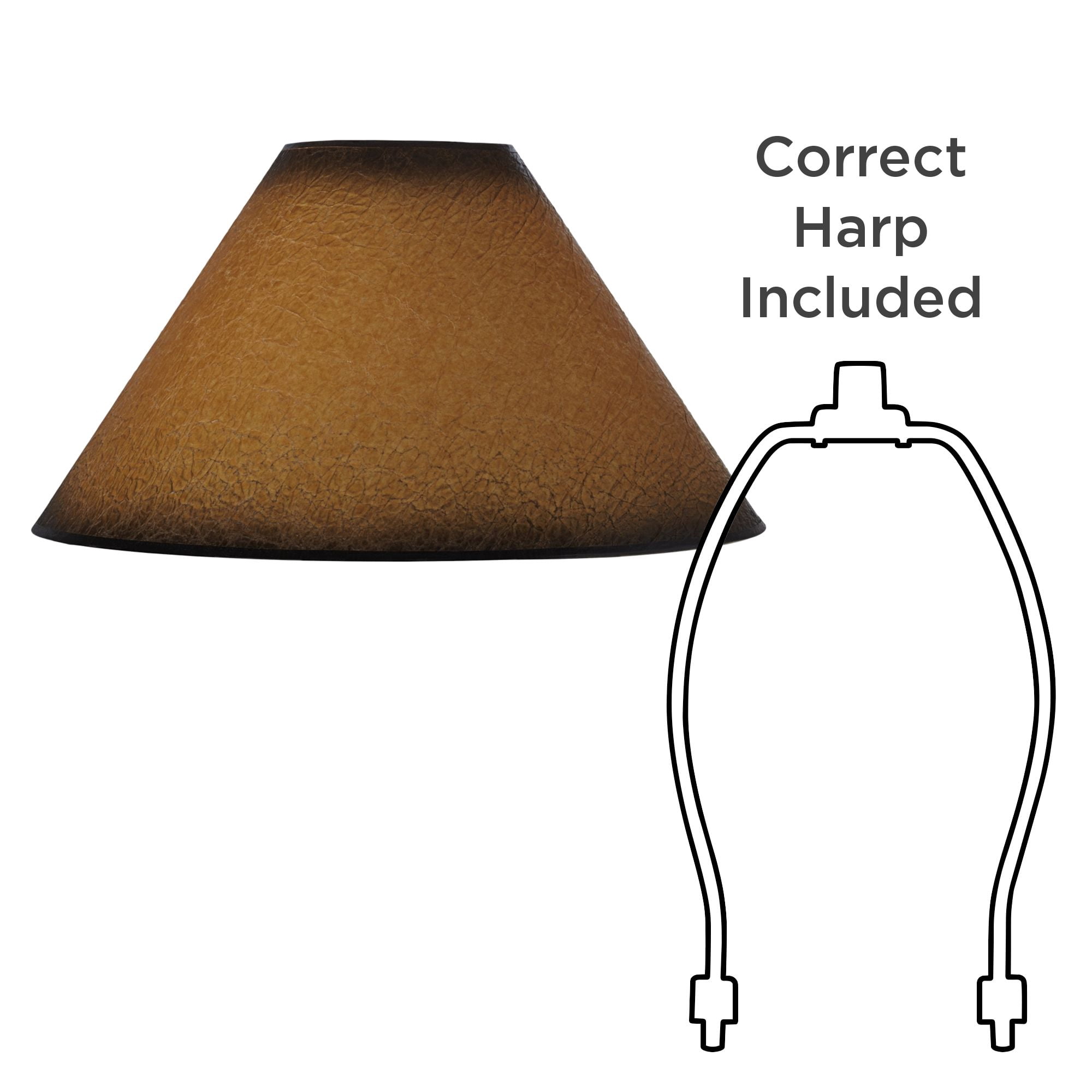 Springcrest Distressed Faux Paper Large Lamp Shade 6" Top x 19" Bottom x 12" Slant x 10.25" High (Spider) Replacement with Harp and Finial
