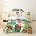 thumbnail image 2 of Metsweet Lizard Snake Turtle Twin Duvet Cover, Tropical Jungle Wildlife Twin Bedding, Green Brown Red,2pcs,1 Duvet Cover and 1 Pillowcase, 2 of 6