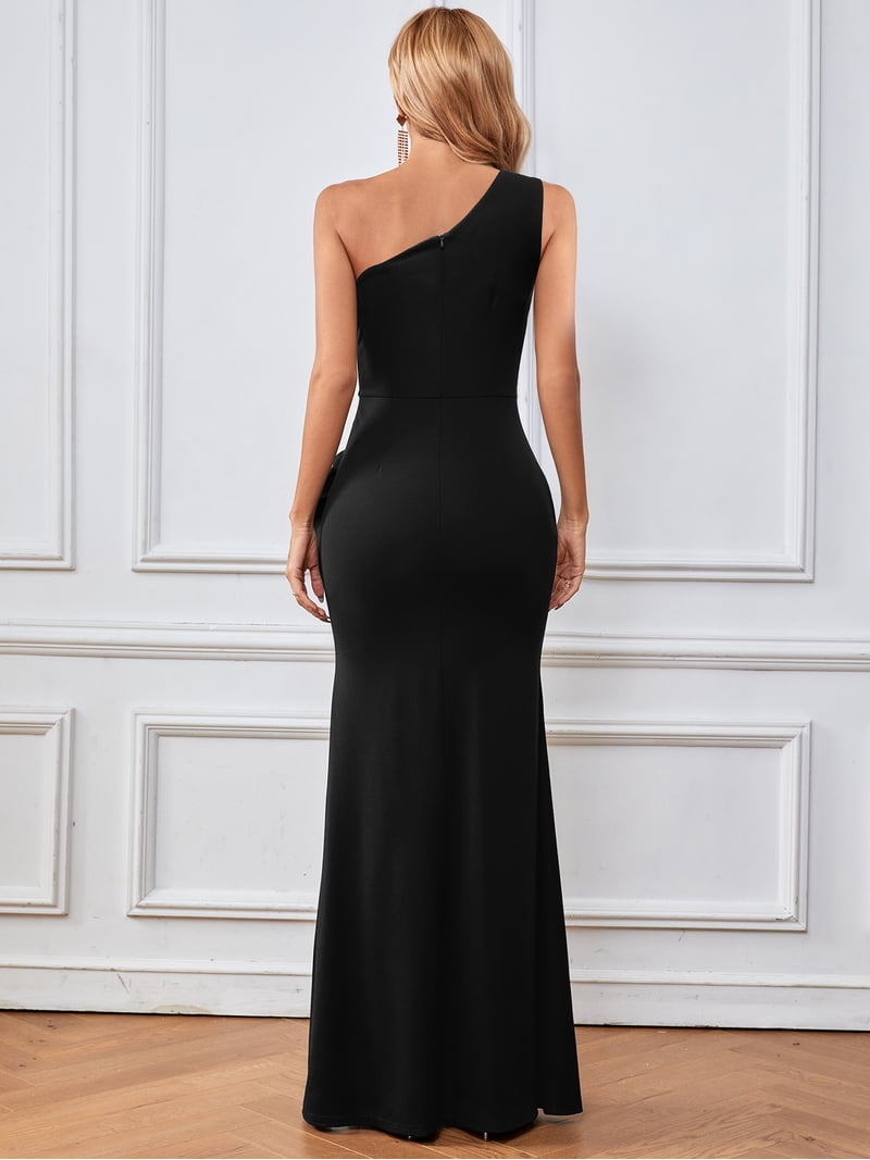open lace back dress Mackenzie One Shoulder Jersey Bridesmaid Dress