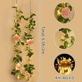 thumbnail image 3 of 3.Ft Artificial Pink Rose Garland, Fake Rose Vine Floral Garland with 3 Ft/LED String Lights, Silk Hanging Rose Flower Vines for Wedding Party Garden Home Table Wall Decor, 3 of 5