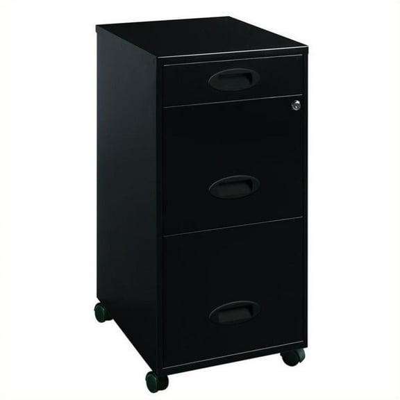 Scranton 3 Drawer Mobile File Cabinet in Black