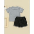 thumbnail image 4 of Toddler Boy Summer Shorts Set Daddy's Little Dude T-Shirt + Ripped Denim Shorts 2 Piece Casual Outfits, 4 of 9