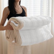 Yhmxh Sherpa Bed Blankets for Couch, Soft Throw Blanket for All Season, Cozy Plush Striped Fleece Blanket Machine Washable Striped Blanket for Bedroom Living Room Dorm Hostel Sofa Camping 48"x78"