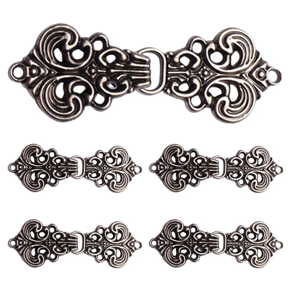 WRITWAA 5 Pairs Vintage Alloy Buckle Coat Closures for Cheongsam, Cardigans, Sweaters, and Jackets