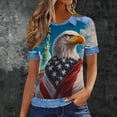 thumbnail image 2 of Women's USA 250th Anniversary Waffle Knit Shirt - Patriotic Random Print Short Sleeve Summer Casual Top Waffle Knit Blouse, 2 of 7