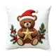 thumbnail image 2 of Funda de almohada con estampado navideño, con muñeco de nieve, Papá Noel, árbol de Navidad y renos., 2 of 6