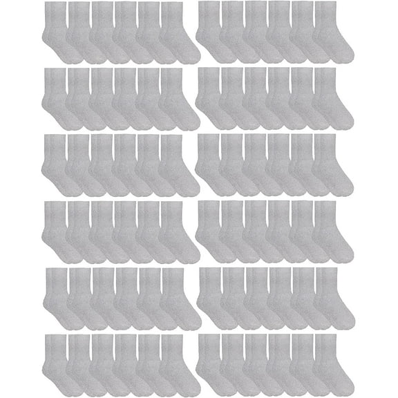 Yacht & Smith Children & Kids Wholesale Bulk Sports Crew, Athletic Case Pack Socks, by SOCKS'NBULK (72 Pairs Gray, Kids 4-6 (Shoe size 7-10))
