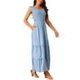 thumbnail image 4 of INSPIRE CHIC Women's Sleeveless Summer Dress Scoop Neck Casual Maxi Dress with Pockets L Blue, 4 of 4