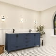 thumbnail image 2 of Ayna Decors Rooh 72 in Navy Blue Double Sink Bathroom Vanity Set with White Quartz Countertop and Brass Faucets | Pop-Up Drain and P-Trap Included | Black Hardware, 2 of 10