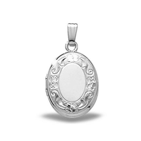 Picturesongold.Com Sterling Silver Oval Small Locket - 1/2 inch x 3/4 inch Sterling Silver