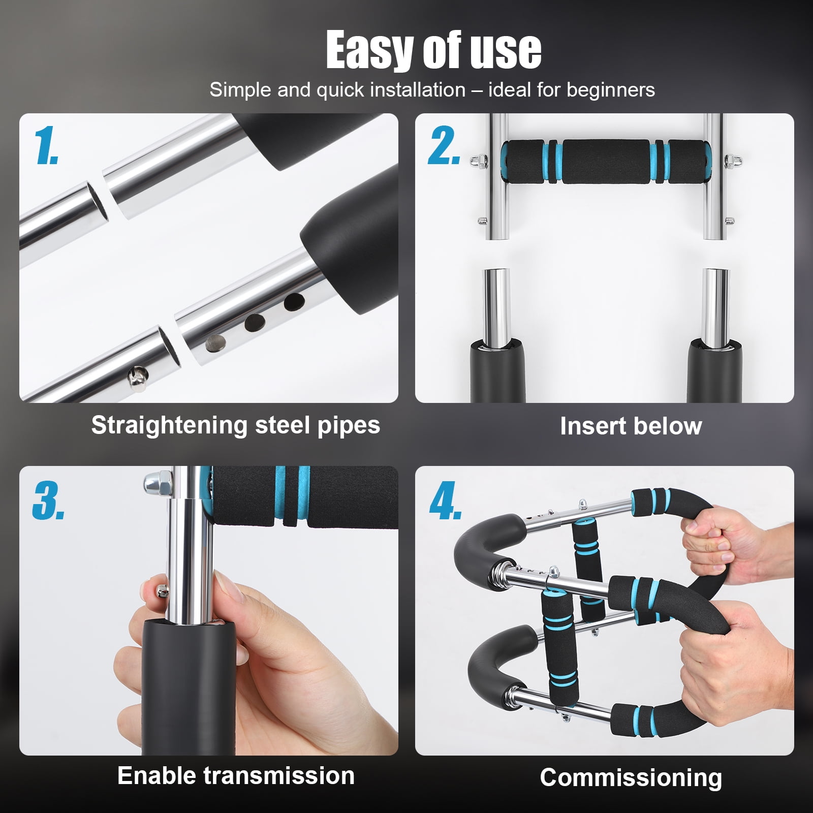 VIVIHEYDAY Twister Arm Trainer, 30/40/50 kg Adjustable Chest Workout Equipment Portable Detachable Power Twister Bar for Enhancing Upper Body Muscle
