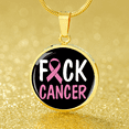 thumbnail image 3 of Cancer AwAreness Necklace F-Cancer Necklace Stainless Steel or 18k Gold Circle Pendant 18-22", 3 of 7