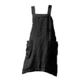 thumbnail image 1 of Delantal de lino suave con bolsillo grande, delantal de cocina para jardinería con espalda cruzada para pintar Negro, 1 of 9