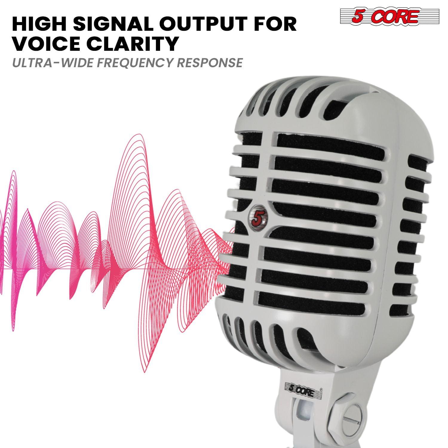 Classic Retro Microphone Dynamic (ALL METAL BODY) - Old Vintage Style Unidirectional Cardioid Mic w/ XLR Input Universal Stand Compatible | Live Performance |Singing In Studio |Recording Gold