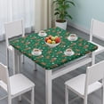 thumbnail image 3 of Green Christmas Gingerbread Man Pattern Square Fitted Tablecloth with Elastic Edge,Square Table Cover,Washable Elastic Table Cover for Home Kitchen Party Decor 34"x34", 3 of 6
