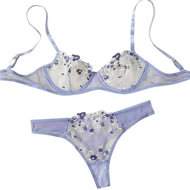 Lingeries Polyester Embroidery Indoor Girl Lingerie Set Plus Size Corset ( Purple, S) : : Clothing, Shoes & Accessories