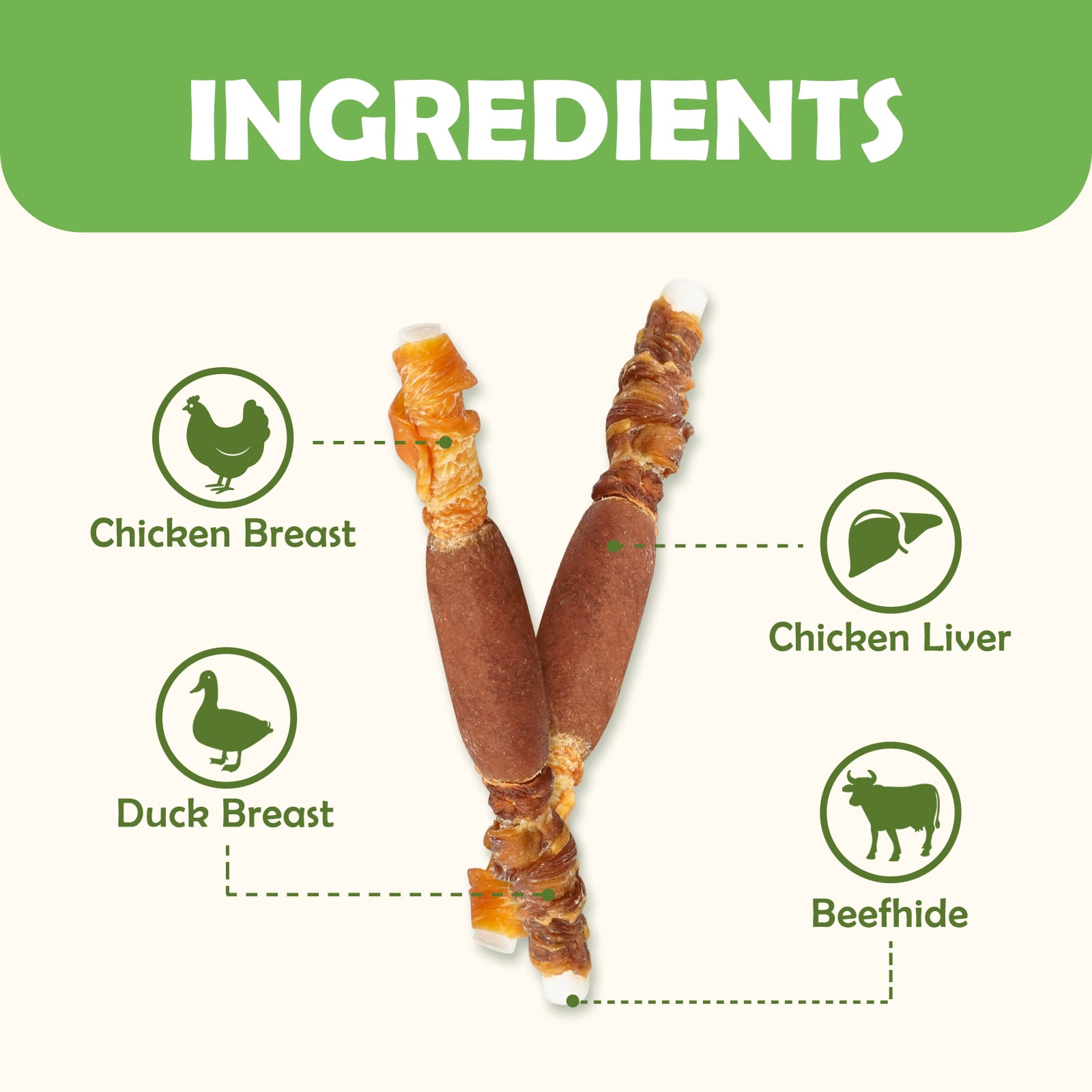 (2 pack) MON2SUN Chicken Liver Duck & Chicken Wrapped Rawhide Small Dog Treats, 13 oz (18 Count)