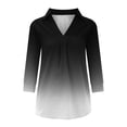 thumbnail image 5 of Spring Tops for Women Womens Tops under $10 Fall Clothes New Trendy Woman V Neck Three Quarter 3/4Sleeve T Shirt Printing Blouse Tops Sweatshirt Black S, 5 of 6
