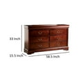 thumbnail image 5 of Ryla Wide Dresser, 6 Drawers, Bronze Metal Handles, Cherry Brown Solid Wood, 5 of 5