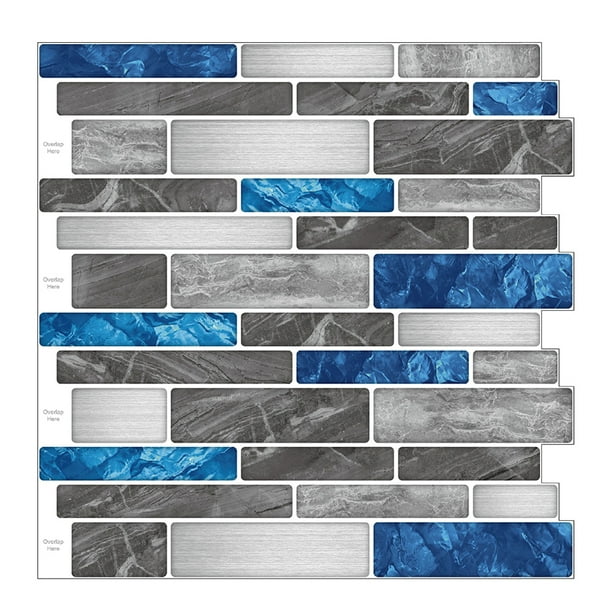 Art3d Marble Blue&Gray 12 in. x 12 in. Peel and Stick Wall Tile