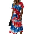 thumbnail image 2 of Usa Flag Dress for Women 2025 Womens Summer Dresses Patriotic Midi Wrap V-Neck Party Dress, 2 of 5