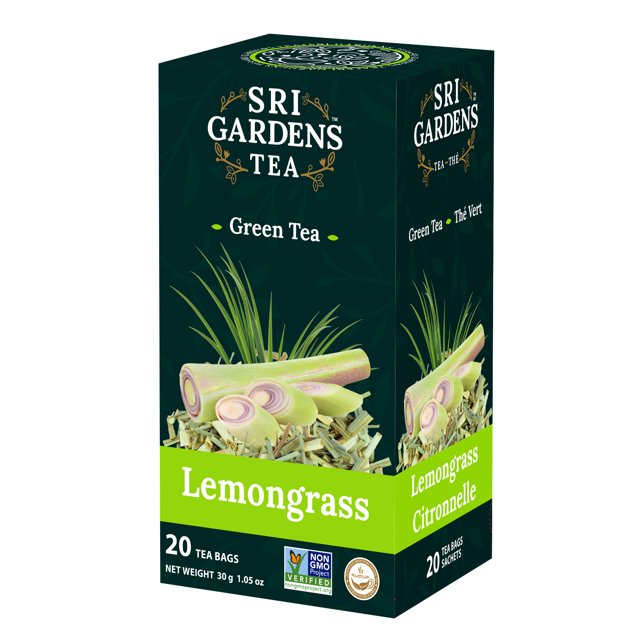 Sri Gardens Tea Thé Vert à la Citronnelle, 20 Sachets de Thé
