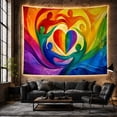 thumbnail image 6 of Rainbow Heart Cradled by Abstract Figures, Inspirational Abstract Style for Art Lovers, Colorful Wall Art, Friendship Gift, Tapestry Wall Hanging for Bedroom and Dorm, 6 of 7