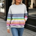 thumbnail image 6 of IUYRTFE Women's Colorful Striped Crew Neck Long Sleeve Sweatshirt – Relaxed Fit Casual Pullover for Fall, Winter, and Daily Wear, 6 of 6