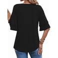 thumbnail image 5 of UVN Blouses for Women V Neck Half Bell Sleeve Shirts Summer Ladies Casual Flowy Tunic Tops, 5 of 9
