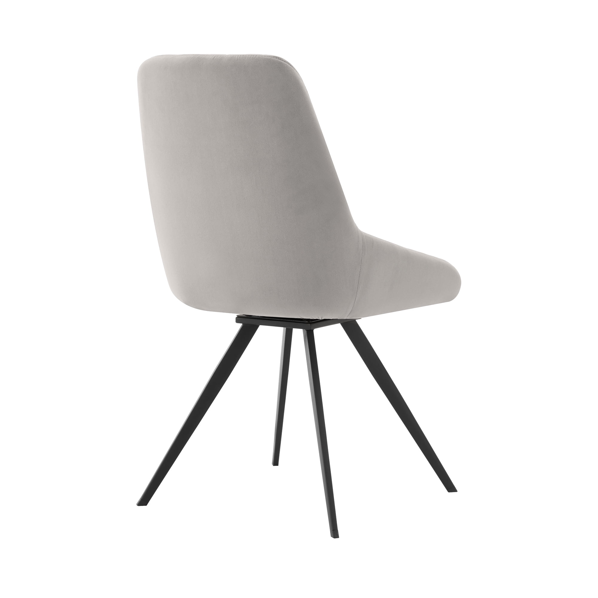 Maverick Swivel Upholstered Dining Chair in Taupe Gray Faux Leather with Black Metal Legs - Set of 2