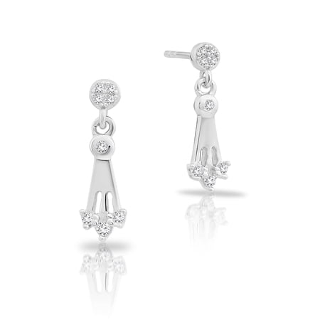 Tilo Jewelry .925 Sterling Silver Small Drop Dangling Earrings with Cubic Zirconia CZ Stones for Women & Unisex