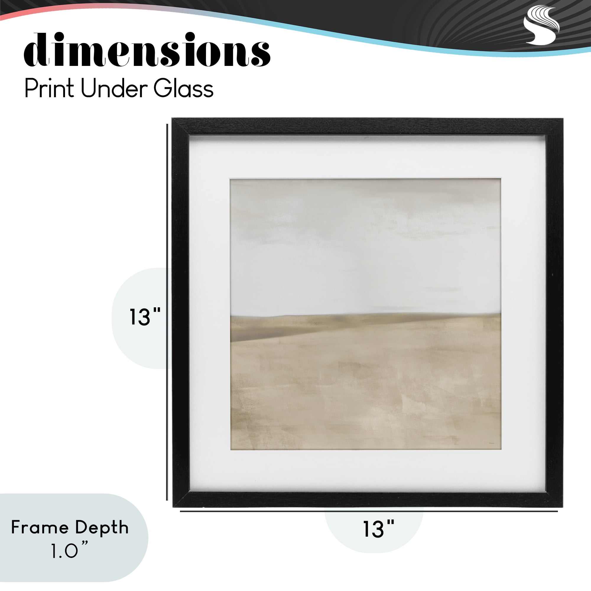 Stupell Industries Muted Smooth Hills Black Framed Print Under Glass, design by Dan Meneely