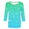 thumbnail image 4 of Frostluinai Holiday Tops for Women Crewneck 3/4 Sleeve Glitter Shirts Funny Sparkly Print T Shirts Casual Gradient Blouses Gifts for Women, 4 of 5
