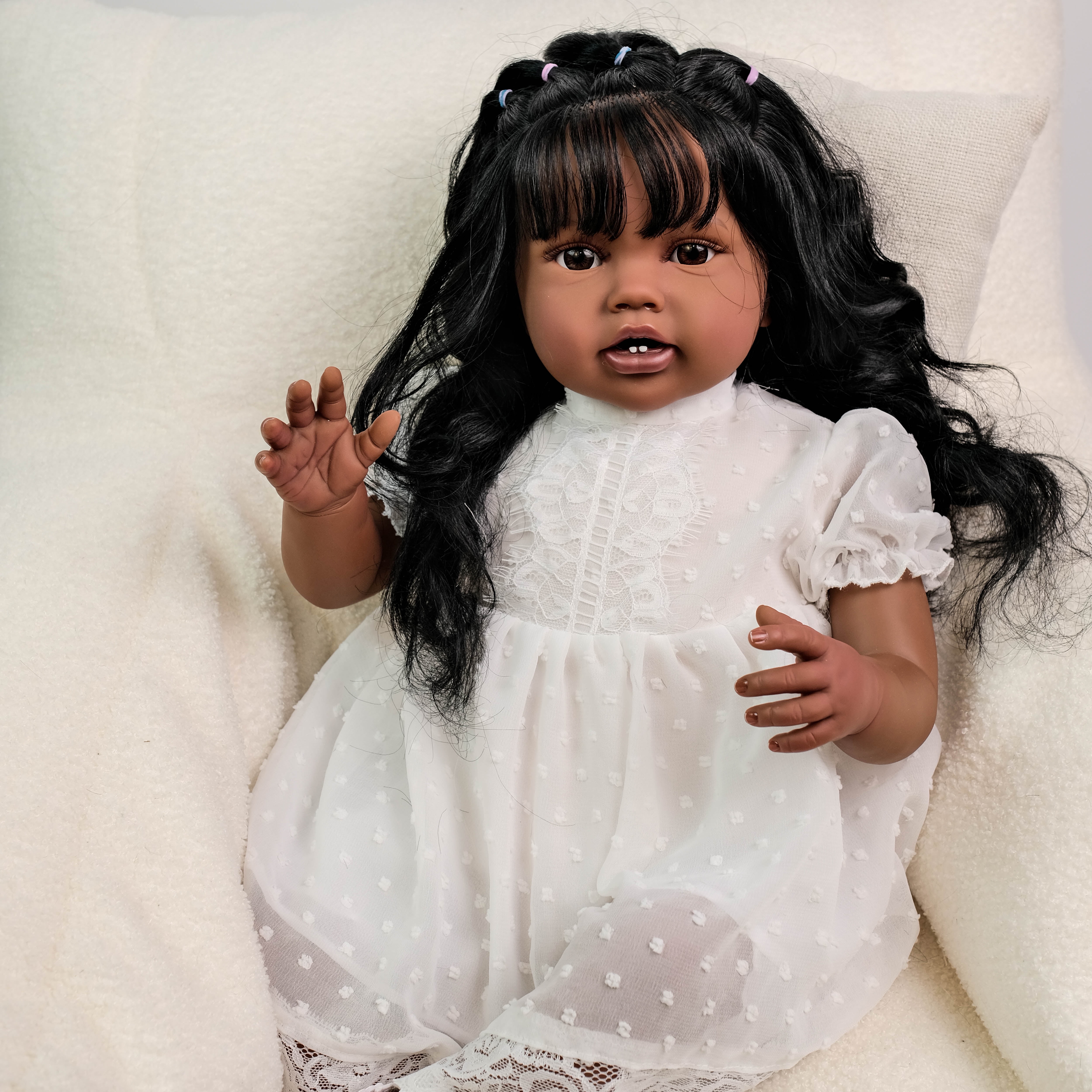 Realistic Reborn Baby Dolls 24 inch Real Life Size Baby Full Body Black Baby Cloth Body Baby with Complete Accessories for Kids 3+ Years