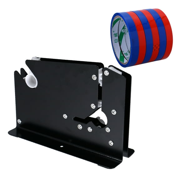 Metal Bag Neck Sealer Tape Dispenser With 6 Roll Tape 12mm for Shop Supermarket Random Color