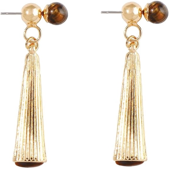 Coiris 14k Gold Plated Gemstone Dangle Earrings for Women Geometric Tear Drop Vintage Statement Bohemian Jewelry Gift for Women
