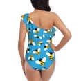 thumbnail image 5 of Easygdp Flying Bees Women's One Shoulder Ruffle Monokini Bathing Suits with Removable Chest Pad, Quick Drying - Small, 5 of 8